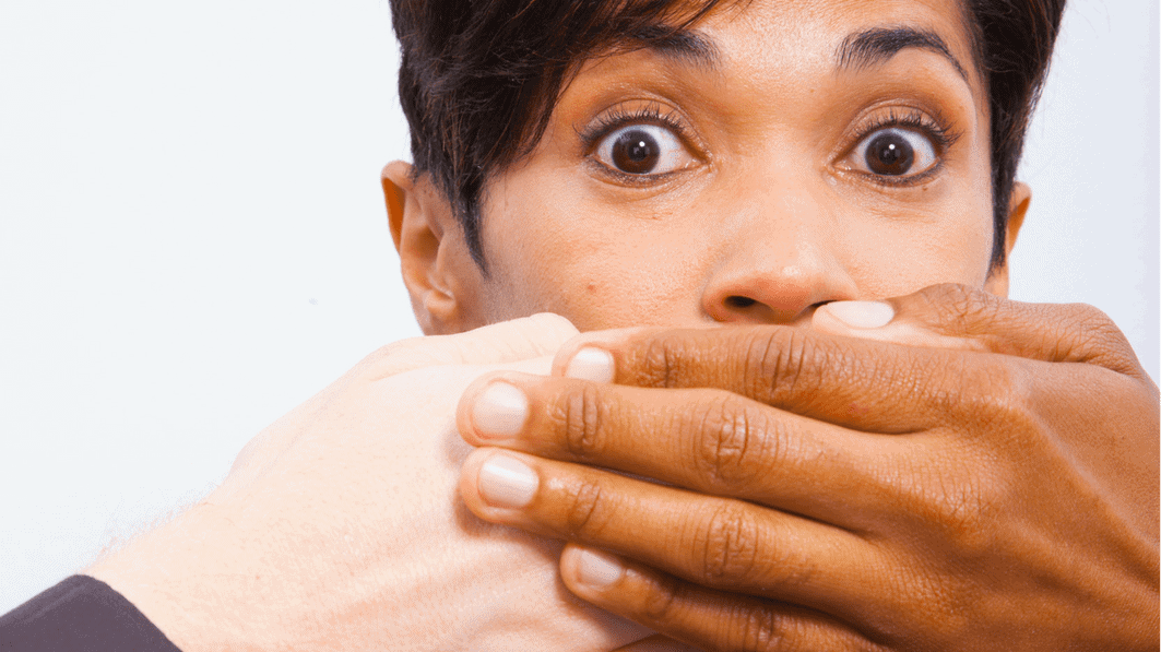 Hands over mouth