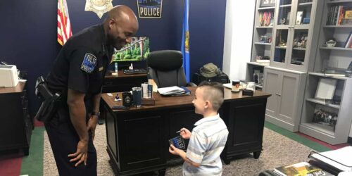 Trey prays for Tulsa police