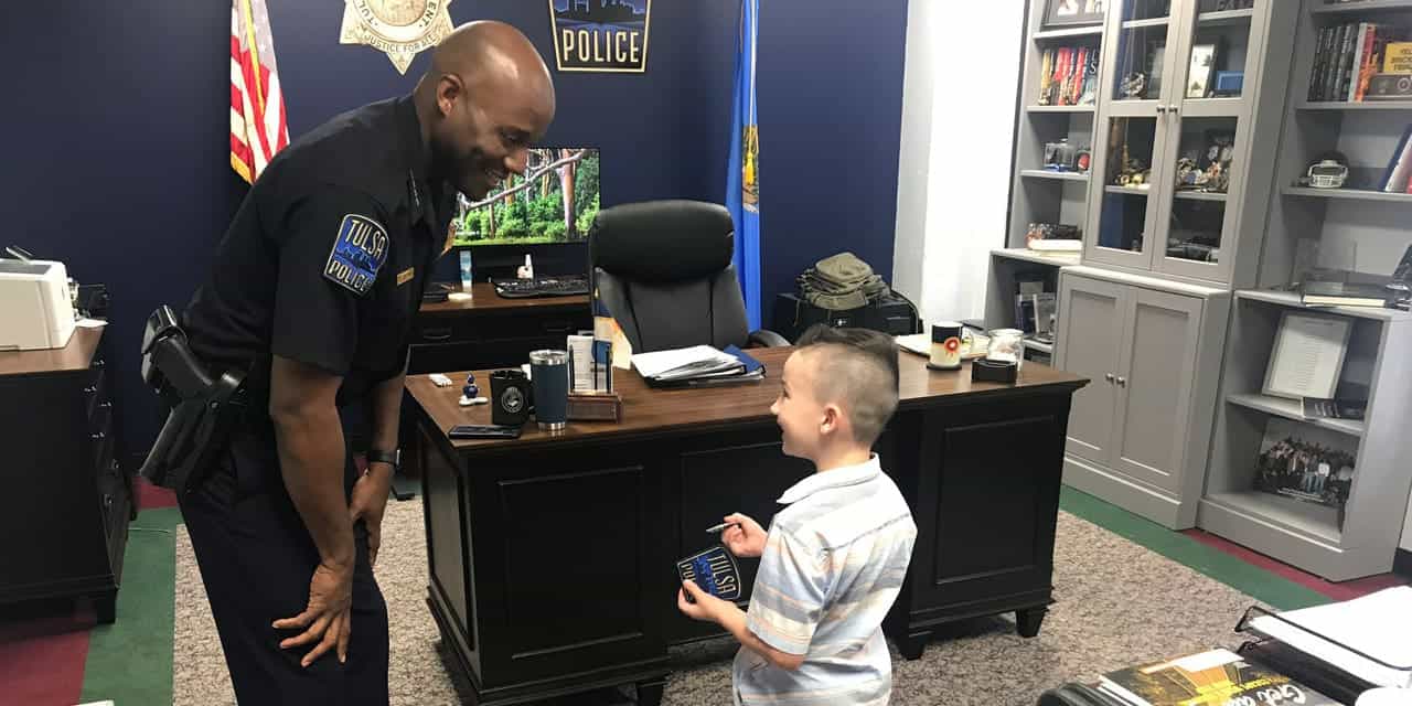 Trey prays for Tulsa police