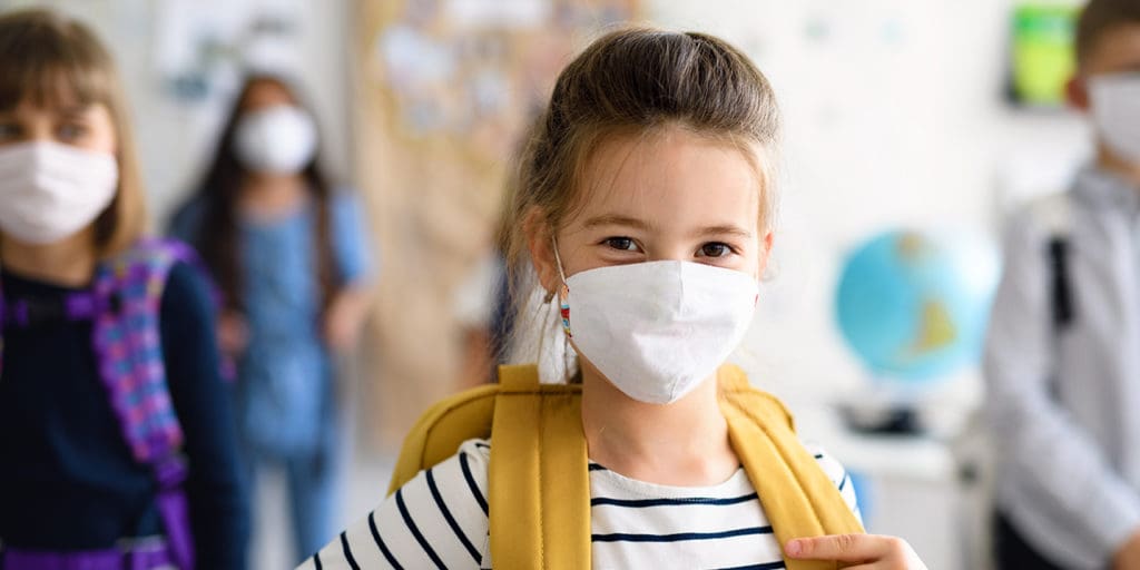 Kids wearing masks
