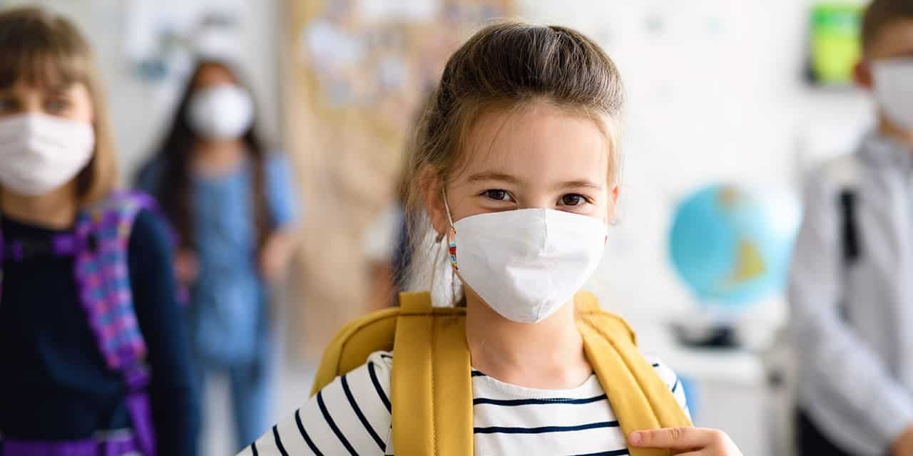 Kids wearing masks