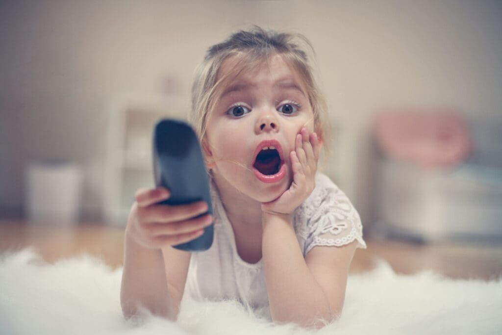Girl watching television