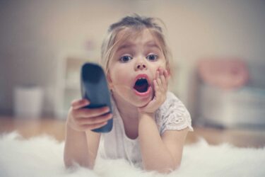 Girl watching television
